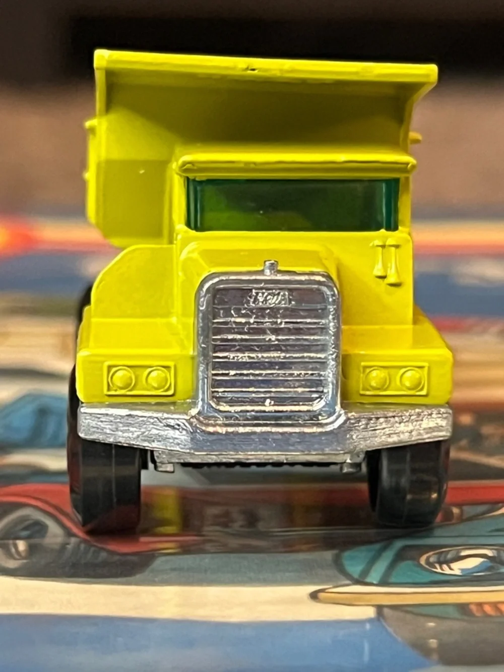 Vintage Matchbox Superfast No. 28 Mack Dump Truck Yellow Green Lesney England